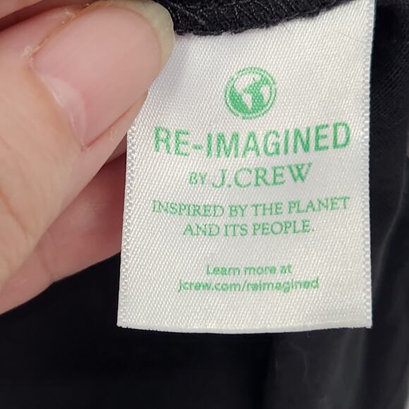 J.Crew Black Short Puffed Sleeve Rounded Neck 100% Cotton Tee Shirt Women's M - Picture 3 of 8